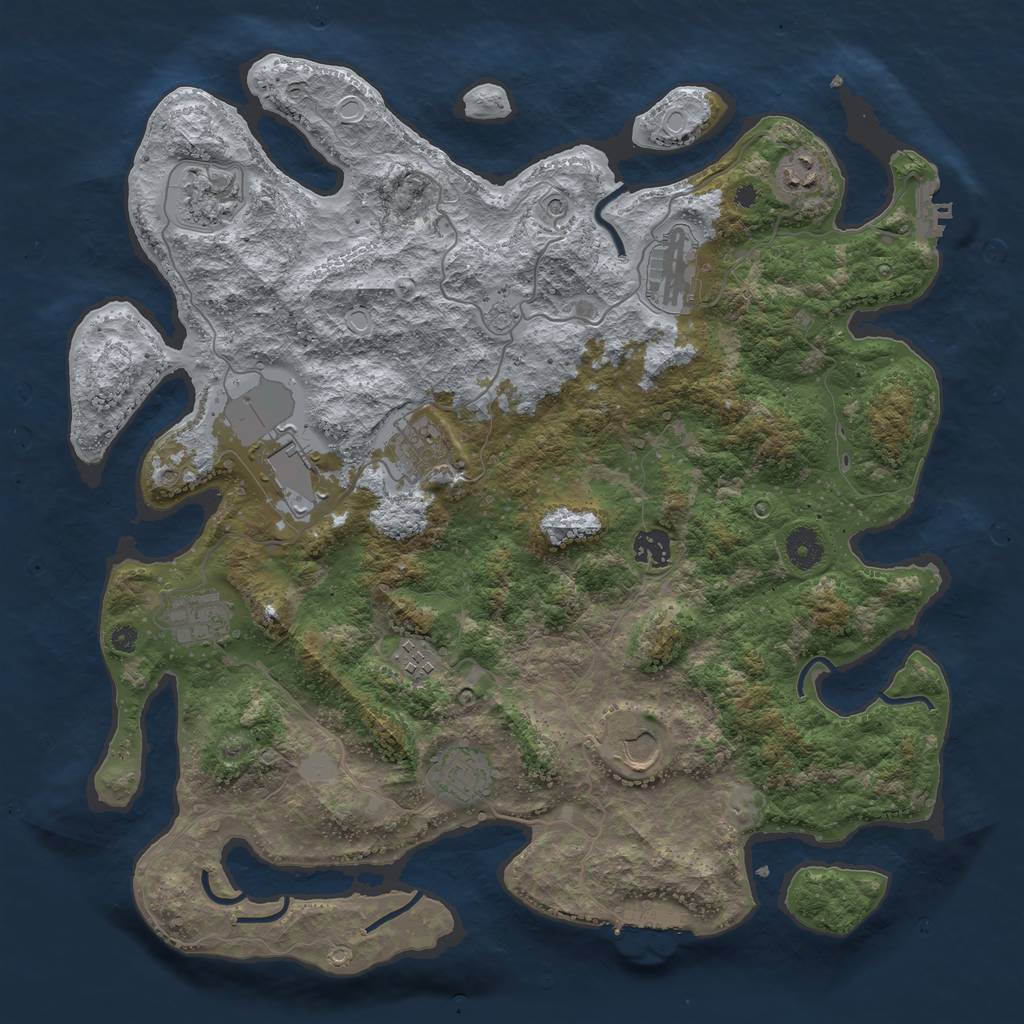 Rust Map: Procedural Map, Size: 3950, Seed: 1933209205, 19 Monuments