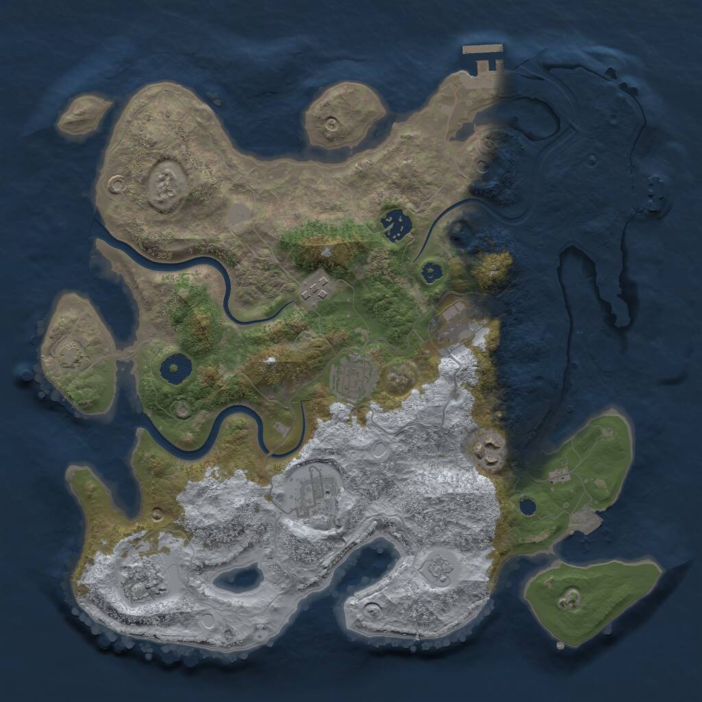 Rust Map: Procedural Map, Size: 3500, Seed: 1119418917, 13 Monuments