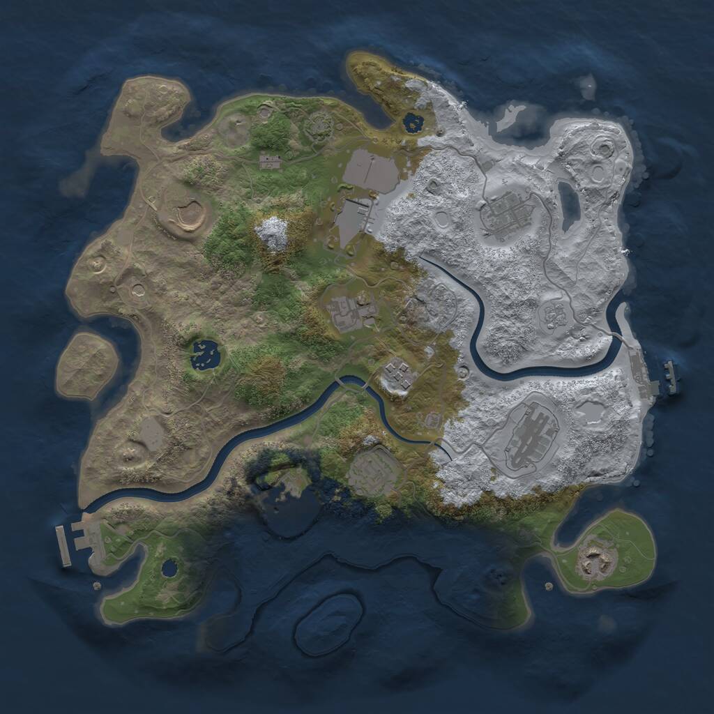 Rust Map: Procedural Map, Size: 3500, Seed: 706127902, 16 Monuments