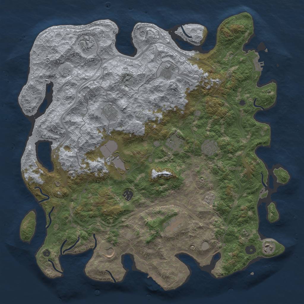Rust Map: Procedural Map, Size: 4500, Seed: 1141560454, 20 Monuments