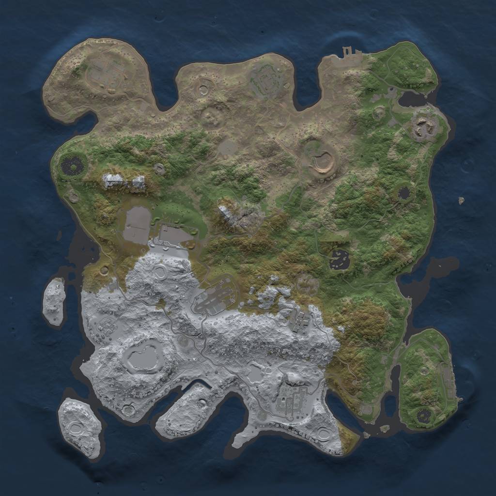 Rust Map: Procedural Map, Size: 3500, Seed: 345565342, 18 Monuments