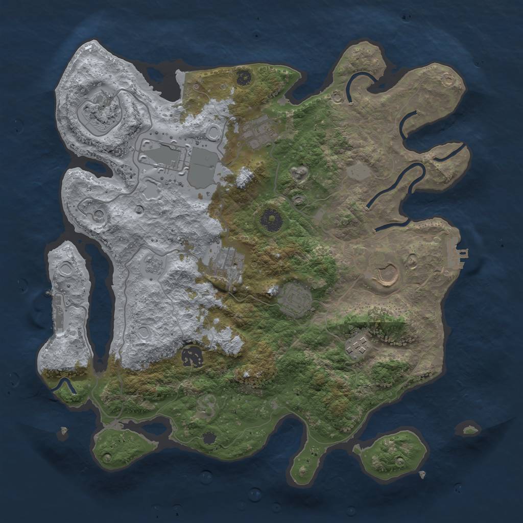 Rust Map: Procedural Map, Size: 3500, Seed: 185308037, 17 Monuments