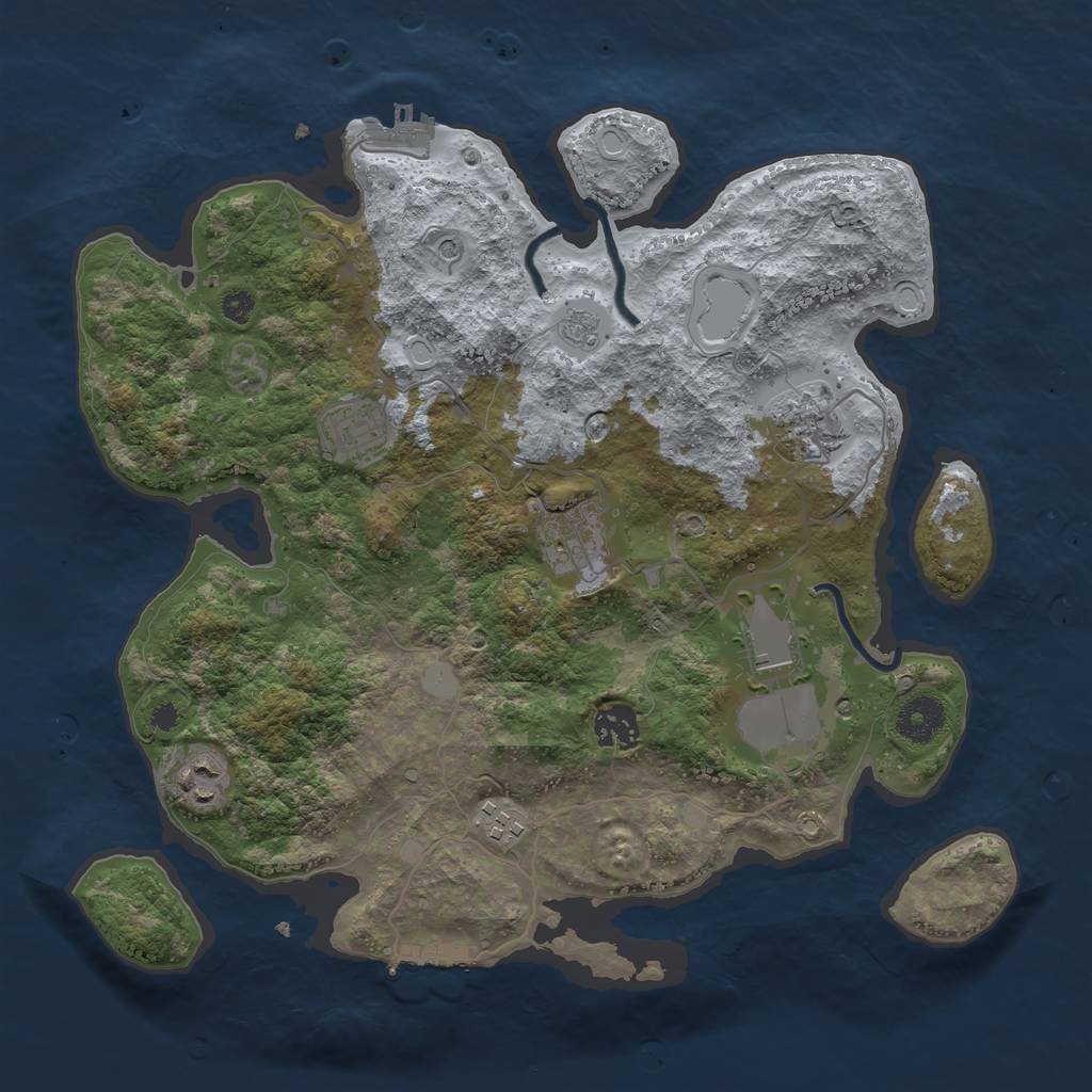 Rust Map: Procedural Map, Size: 3500, Seed: 70749416, 16 Monuments