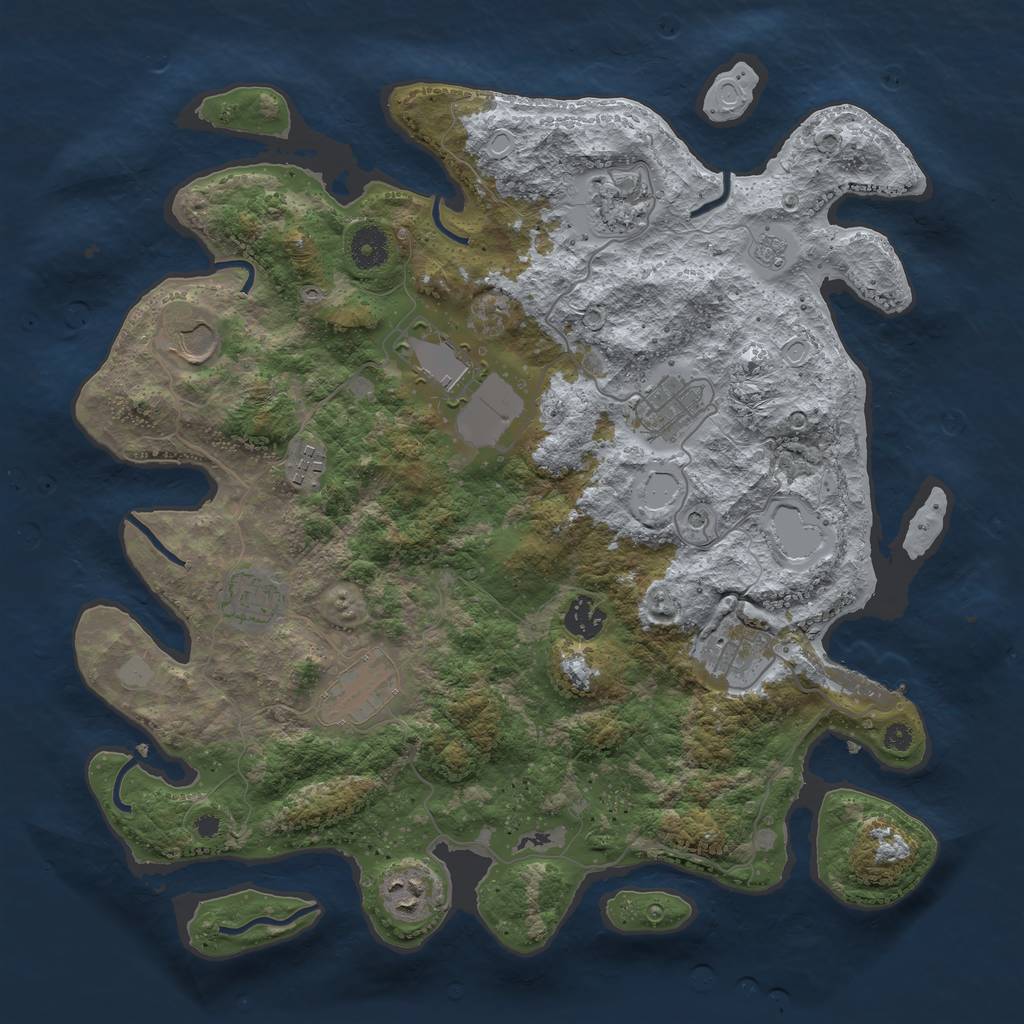 Rust Map: Procedural Map, Size: 3800, Seed: 628266, 18 Monuments