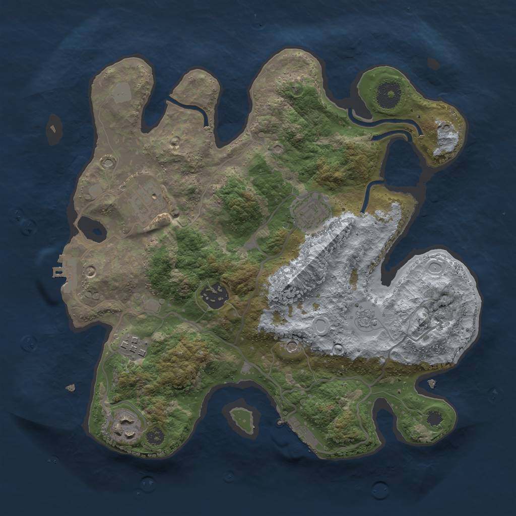 Rust Map: Procedural Map, Size: 3000, Seed: 1343384547, 14 Monuments