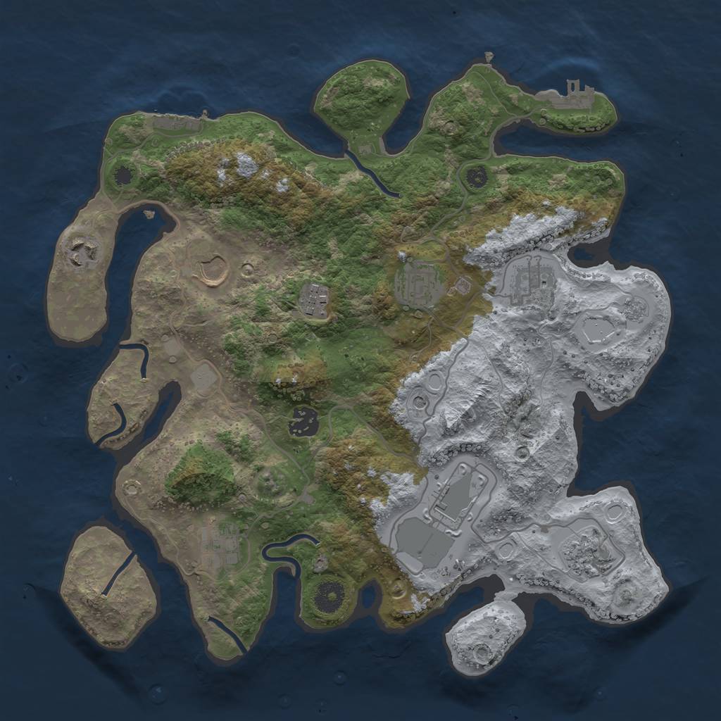 Rust Map: Procedural Map, Size: 3500, Seed: 1830643575, 18 Monuments