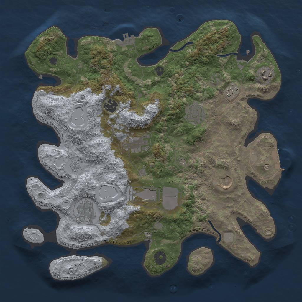 Rust Map: Procedural Map, Size: 3500, Seed: 777359244, 17 Monuments