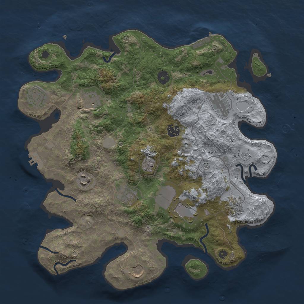 Rust Map: Procedural Map, Size: 3554, Seed: 814557781, 19 Monuments