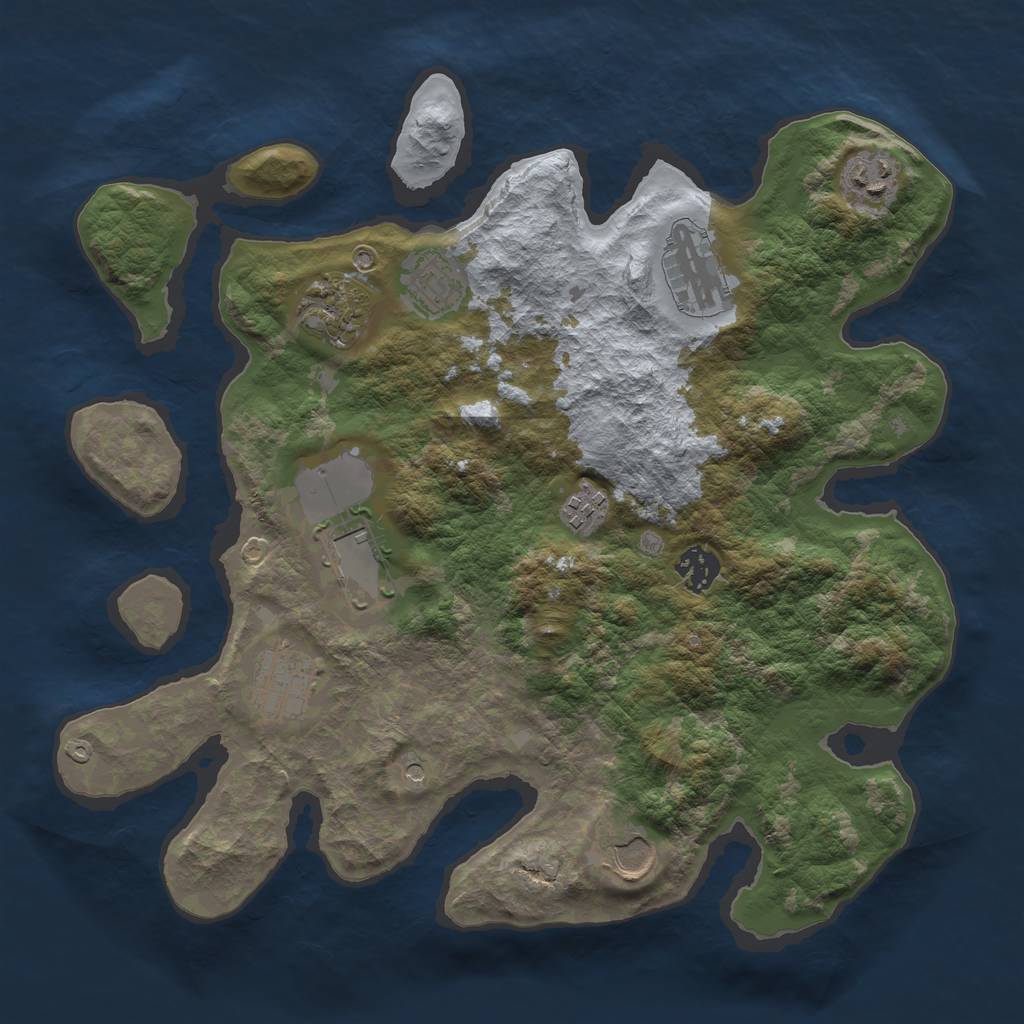 Rust Map: Barren, Size: 3500, Seed: 469900, 12 Monuments