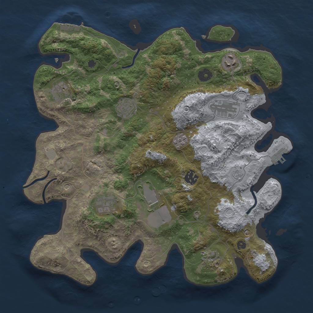 Rust Map: Procedural Map, Size: 3500, Seed: 1227229927, 18 Monuments