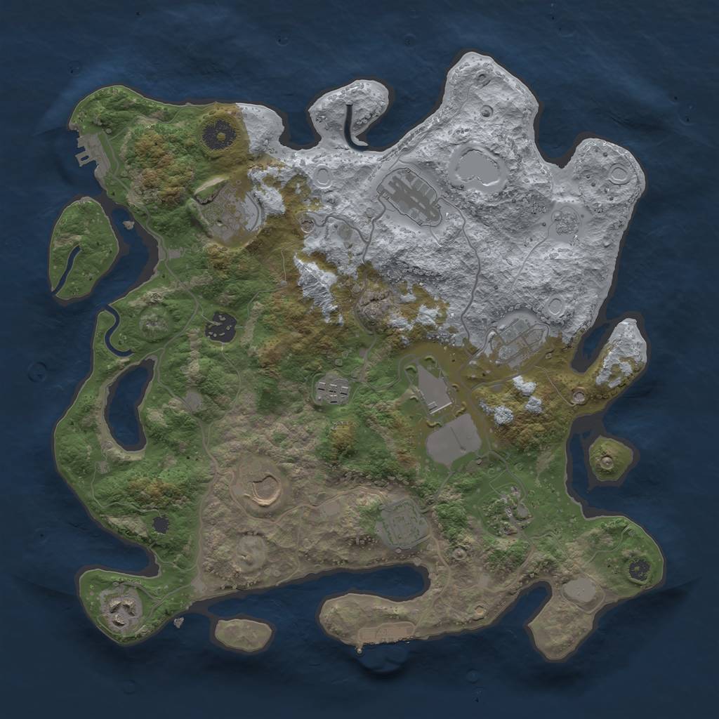 Rust Map: Procedural Map, Size: 3500, Seed: 1649275147, 19 Monuments