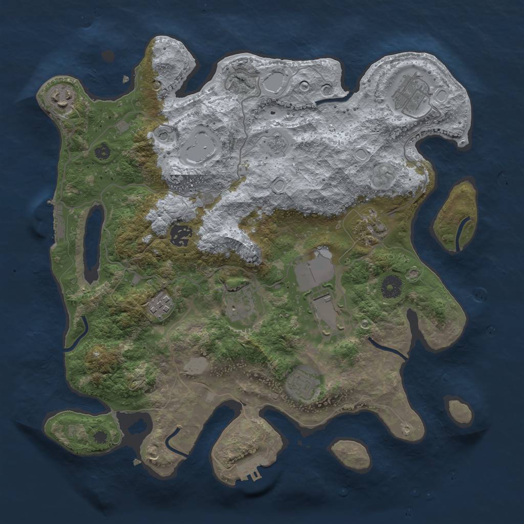 Rust Map: Procedural Map, Size: 3500, Seed: 49547279, 17 Monuments