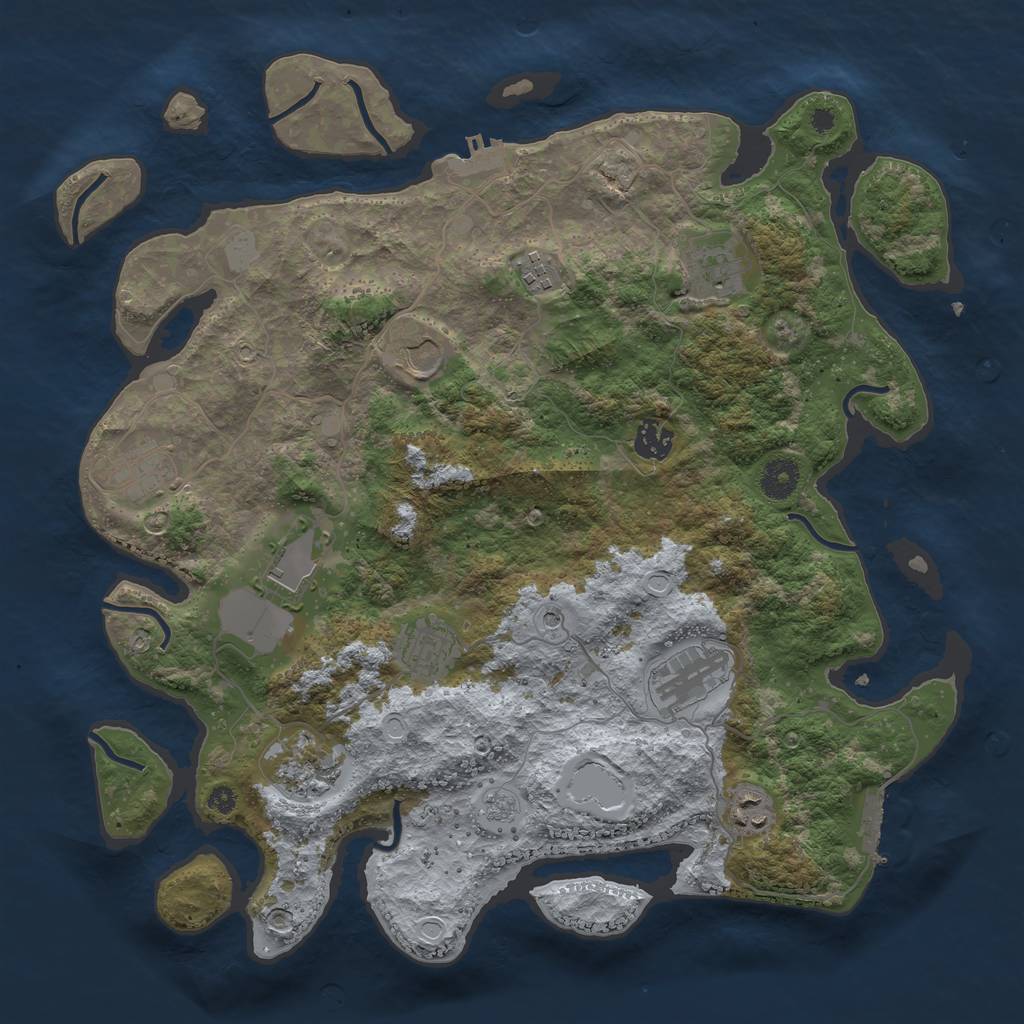 Rust Map: Procedural Map, Size: 3850, Seed: 9422574, 19 Monuments