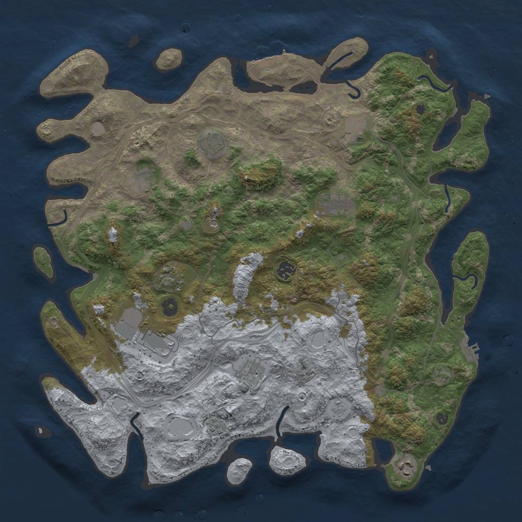 Rust Map: Procedural Map, Size: 4500, Seed: 93857562, 19 Monuments
