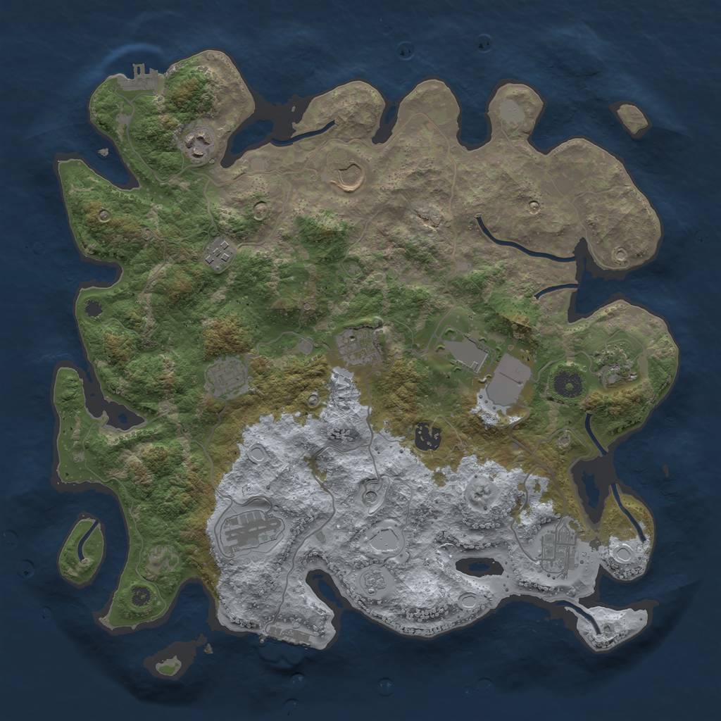 Rust Map: Procedural Map, Size: 3850, Seed: 3461601, 19 Monuments