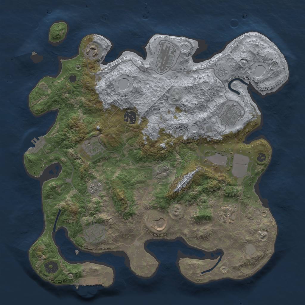 Rust Map: Procedural Map, Size: 3500, Seed: 1948610853, 19 Monuments