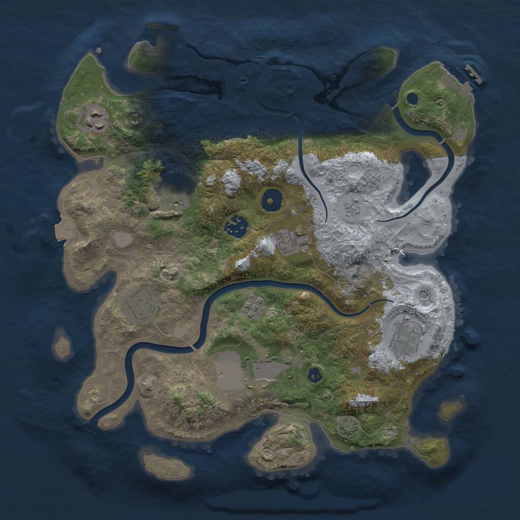 Rust Map: Procedural Map, Size: 3500, Seed: 791975820, 14 Monuments