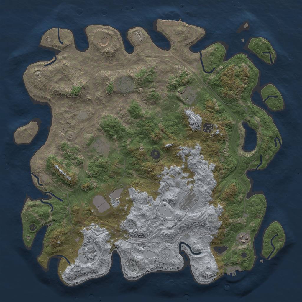 Rust Map: Procedural Map, Size: 4500, Seed: 870253567, 17 Monuments