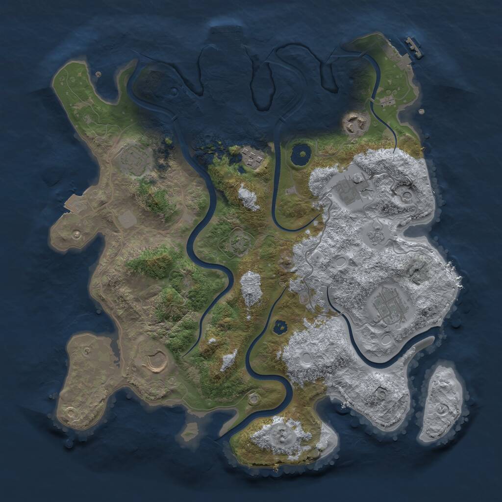 Rust Map: Procedural Map, Size: 3500, Seed: 678900, 12 Monuments