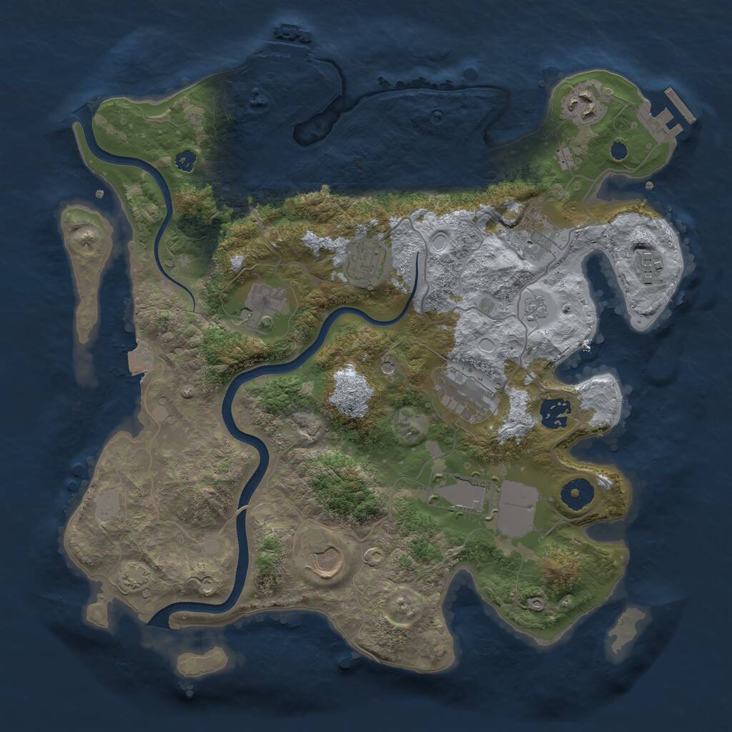 Rust Map: Procedural Map, Size: 3500, Seed: 23336046, 15 Monuments
