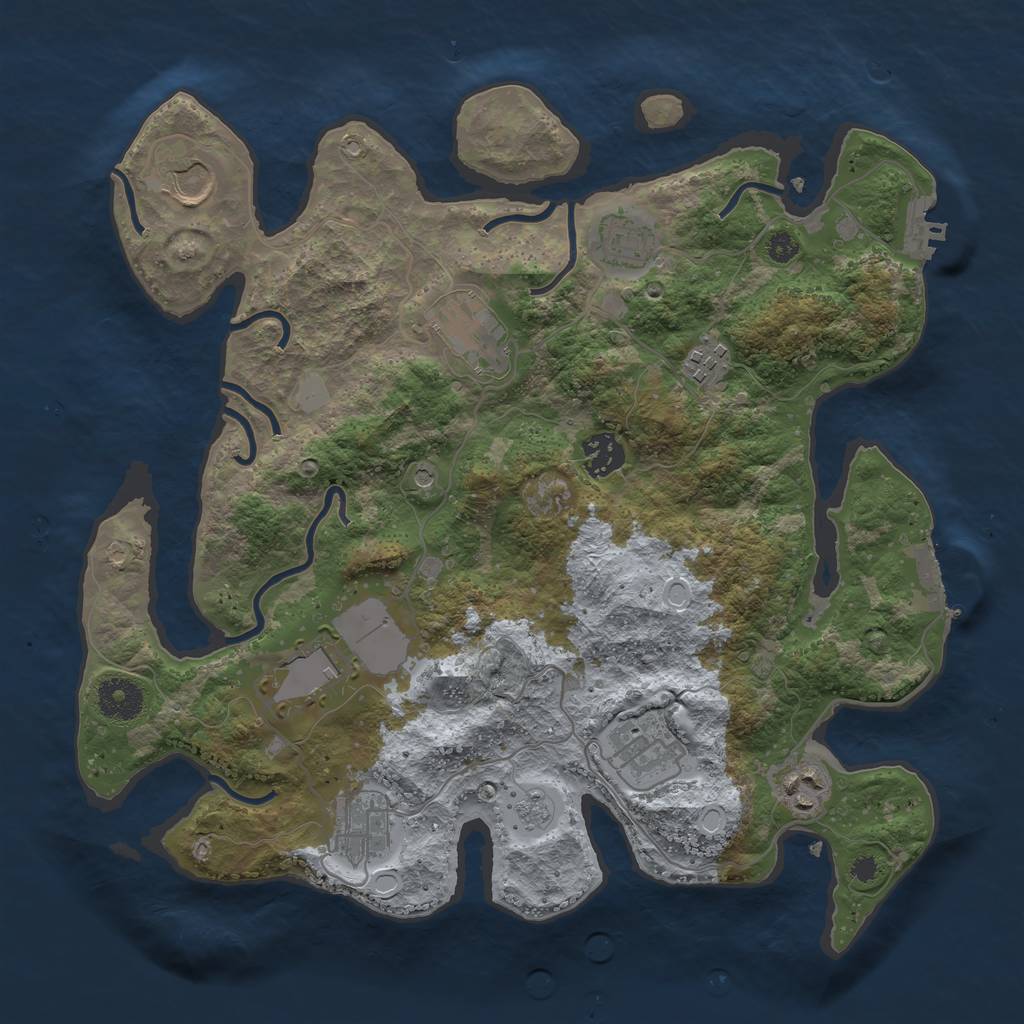 Rust Map: Procedural Map, Size: 3500, Seed: 61721206, 18 Monuments