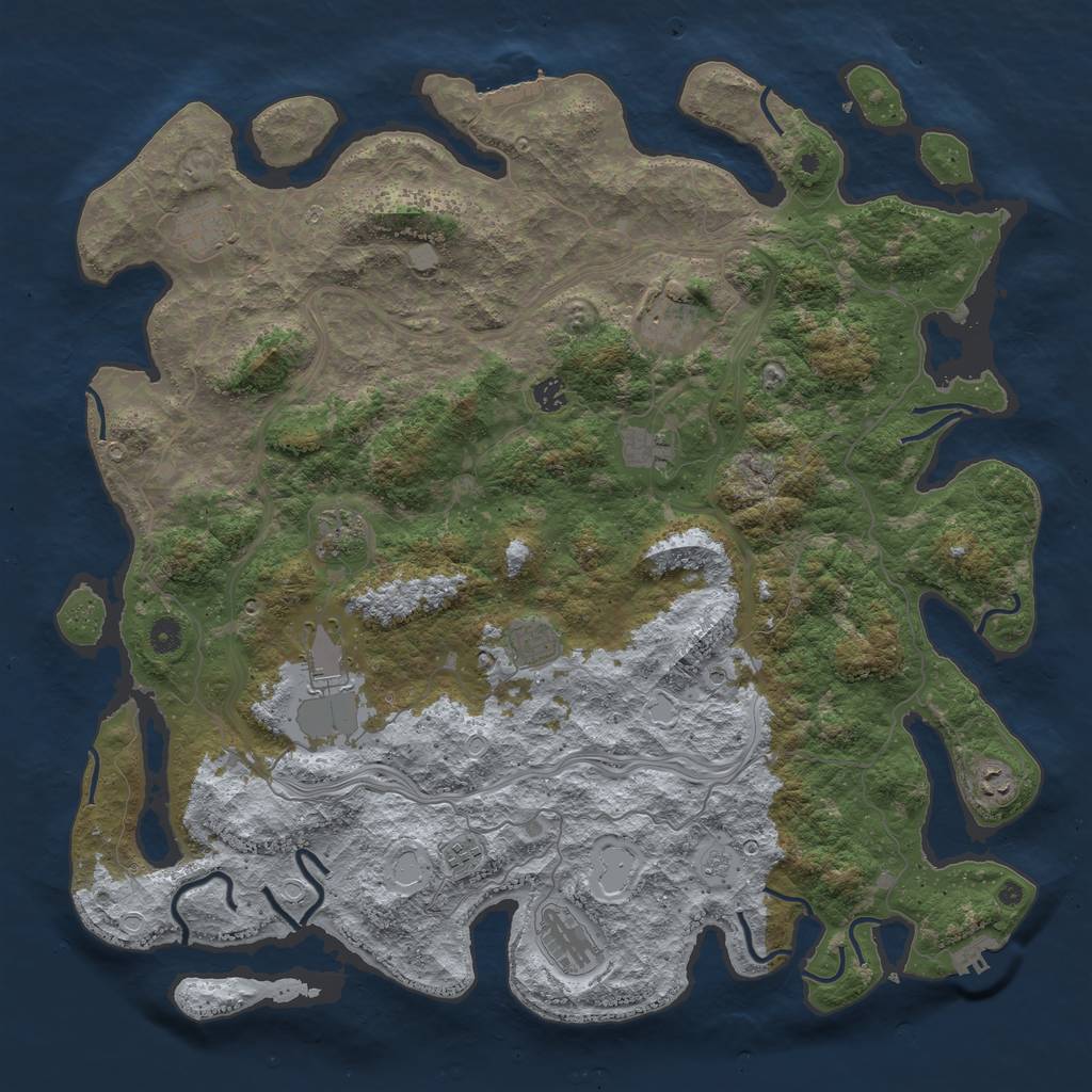 Rust Map: Procedural Map, Size: 4800, Seed: 198339146, 19 Monuments