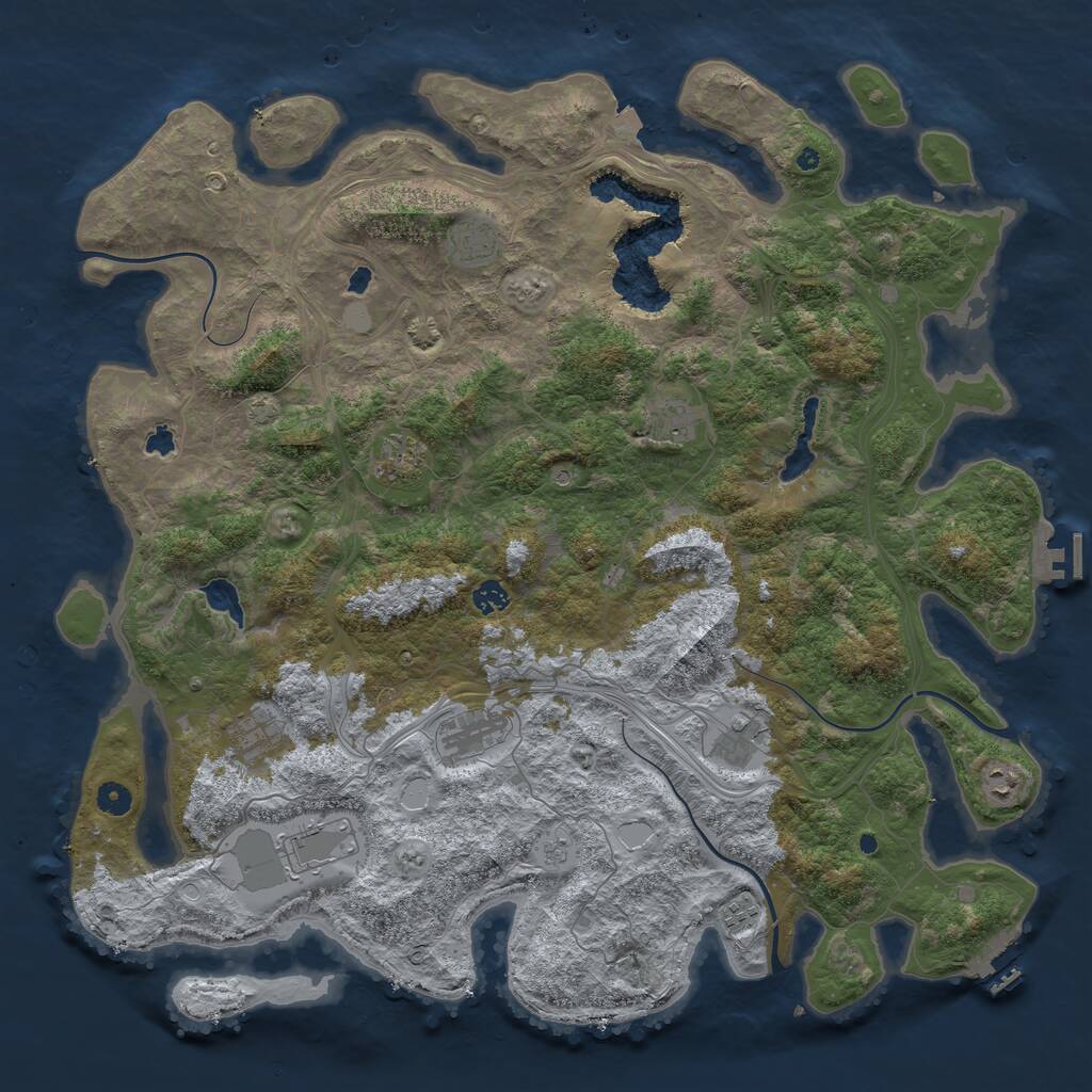 Rust Map: Procedural Map, Size: 4800, Seed: 198339146, 16 Monuments