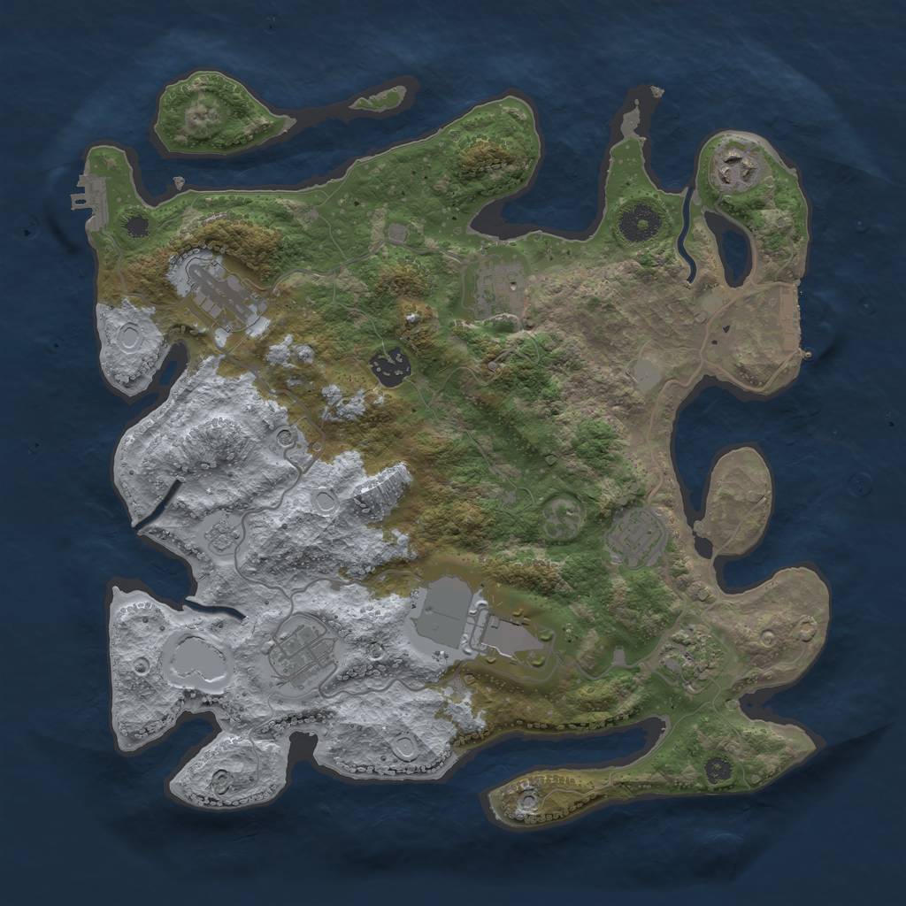 Rust Map: Procedural Map, Size: 3500, Seed: 41458446, 17 Monuments