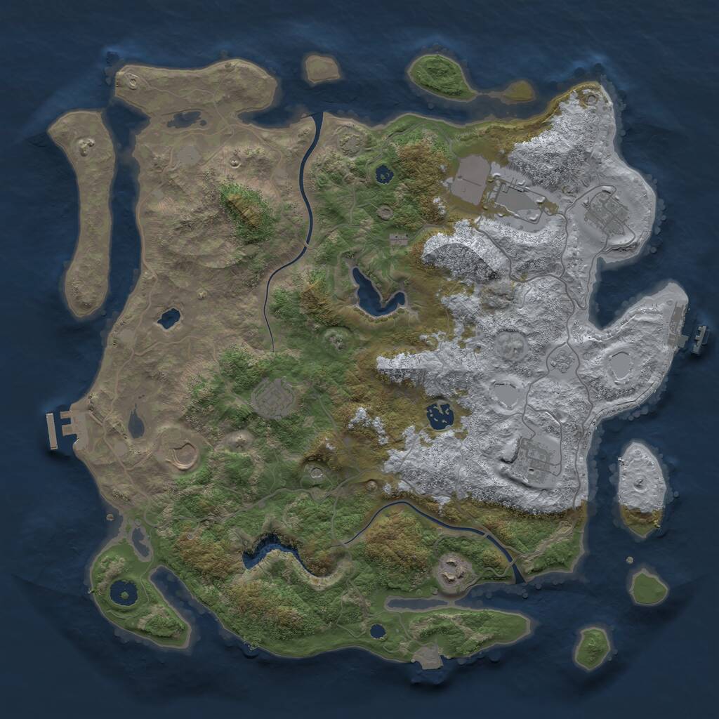 Rust Map: Procedural Map, Size: 4000, Seed: 318437671, 13 Monuments