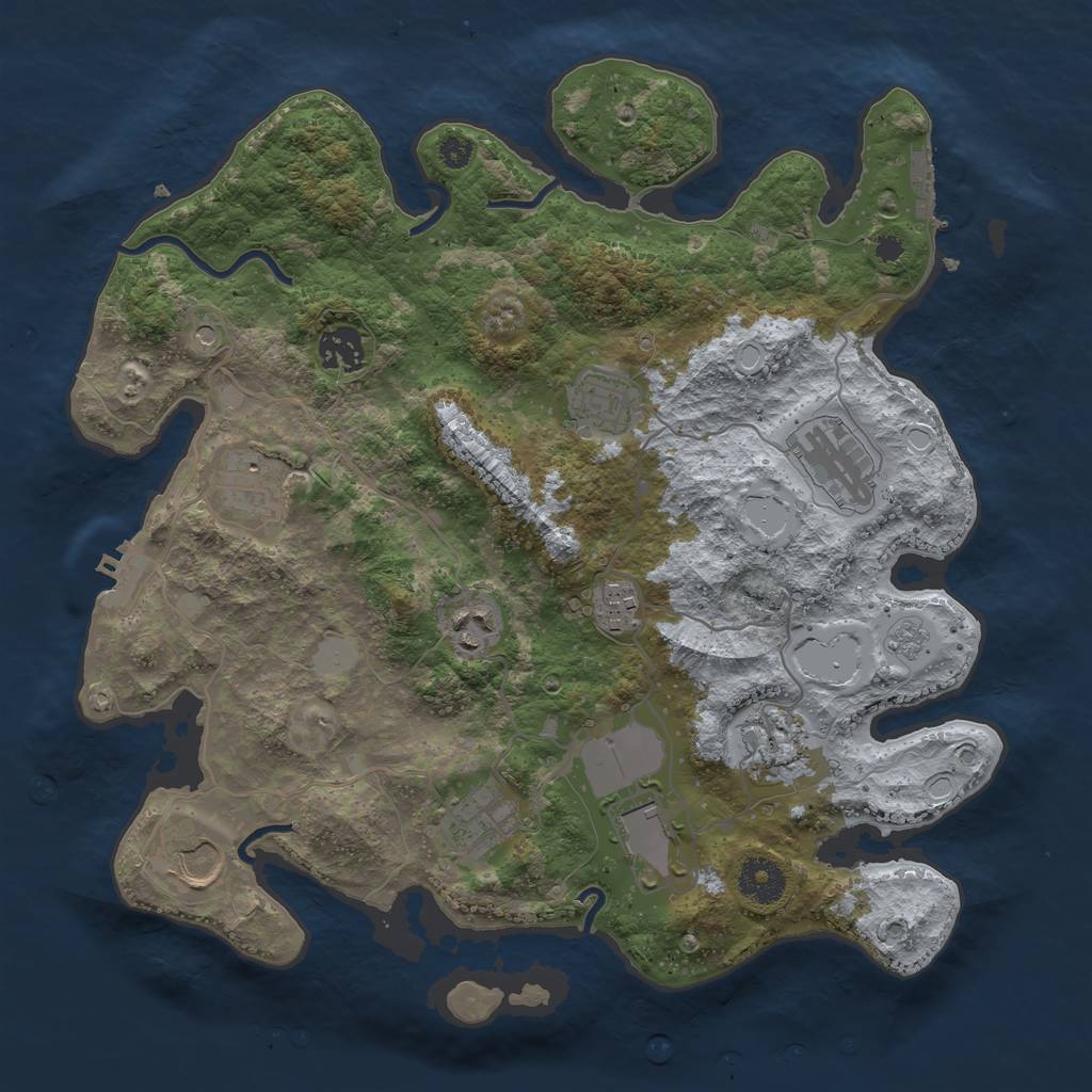 Rust Map: Procedural Map, Size: 3500, Seed: 1484558600, 19 Monuments