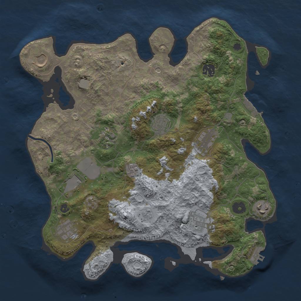Rust Map: Procedural Map, Size: 3500, Seed: 592190010, 19 Monuments