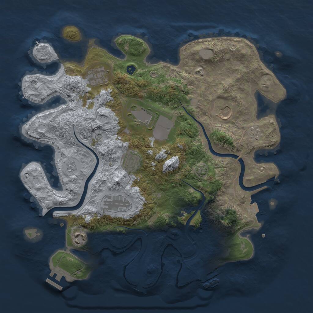 Rust Map: Procedural Map, Size: 3500, Seed: 1672, 13 Monuments