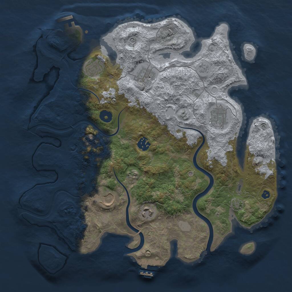 Rust Map: Procedural Map, Size: 3500, Seed: 30375, 13 Monuments