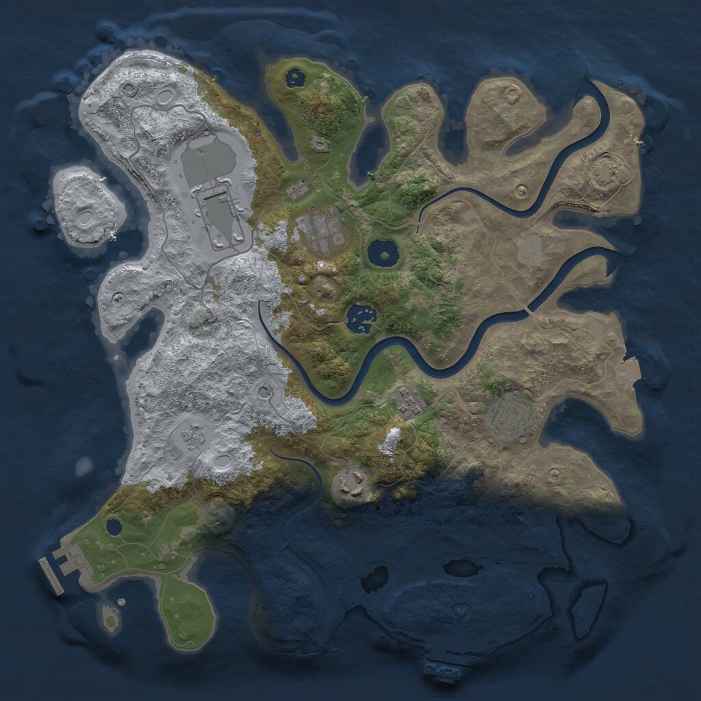 Rust Map: Procedural Map, Size: 3500, Seed: 58419352, 12 Monuments
