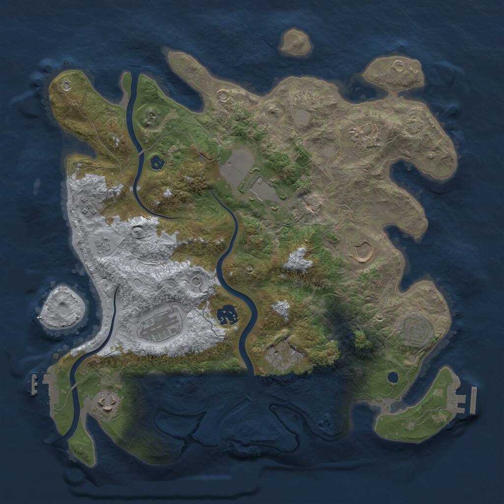 Rust Map: Procedural Map, Size: 3700, Seed: 1690897907, 15 Monuments