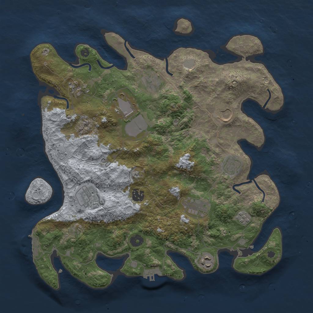 Rust Map: Procedural Map, Size: 3700, Seed: 1690897907, 19 Monuments