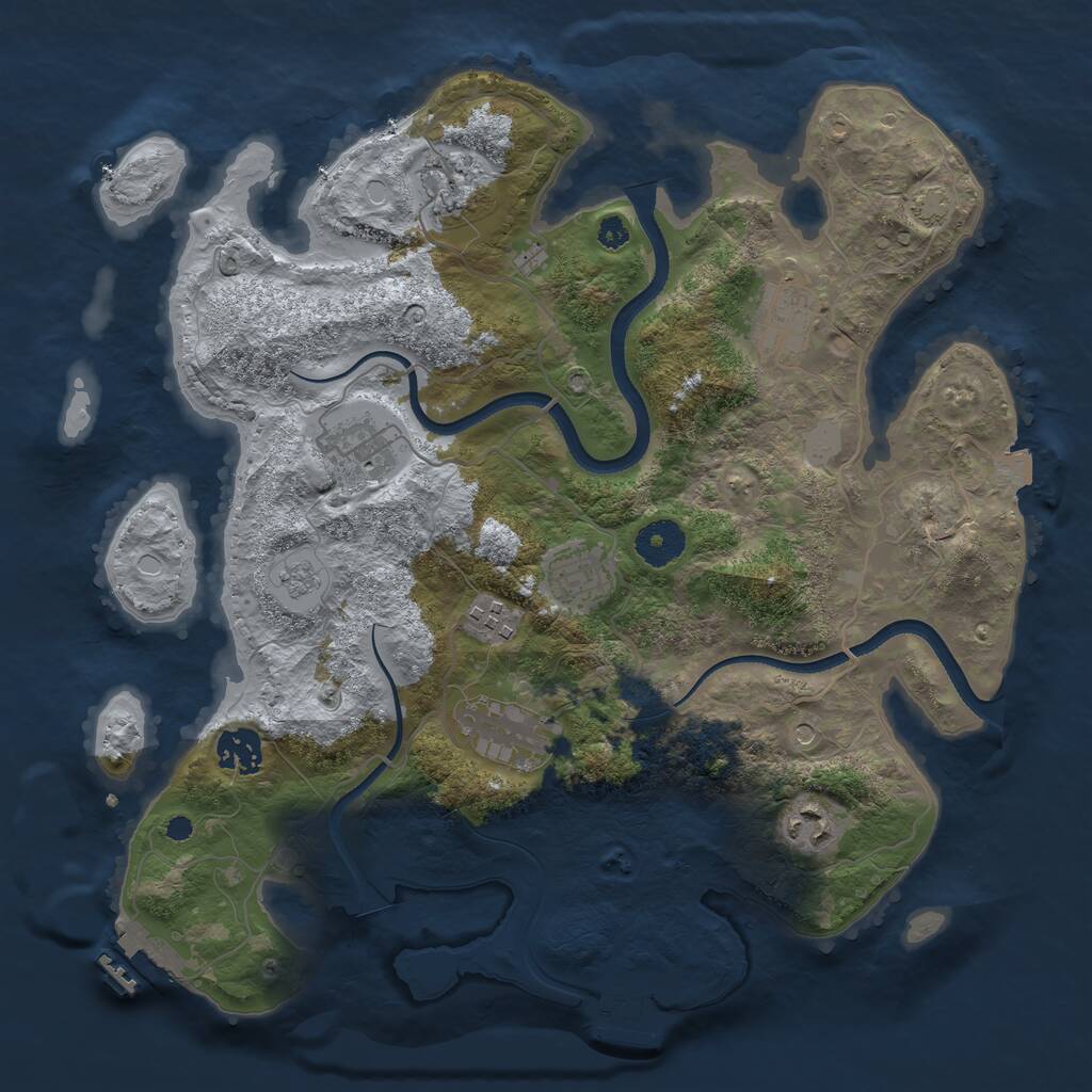 Rust Map: Procedural Map, Size: 3500, Seed: 4030188, 14 Monuments