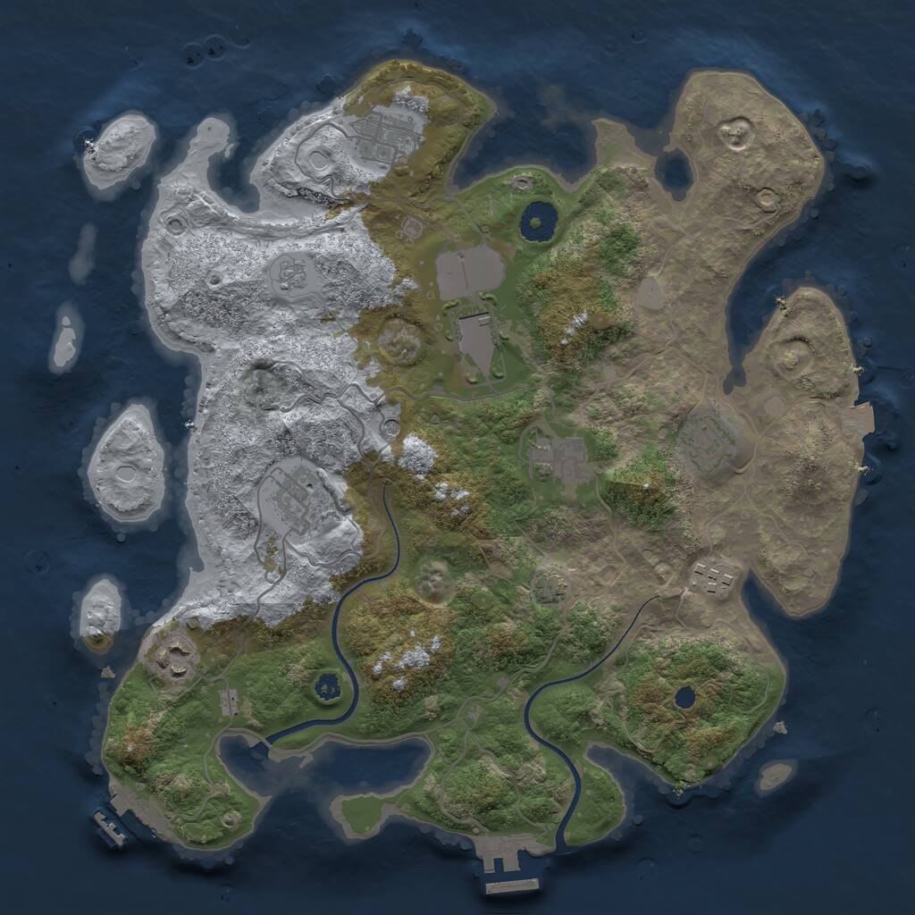 Rust Map: Procedural Map, Size: 3500, Seed: 4030188, 13 Monuments