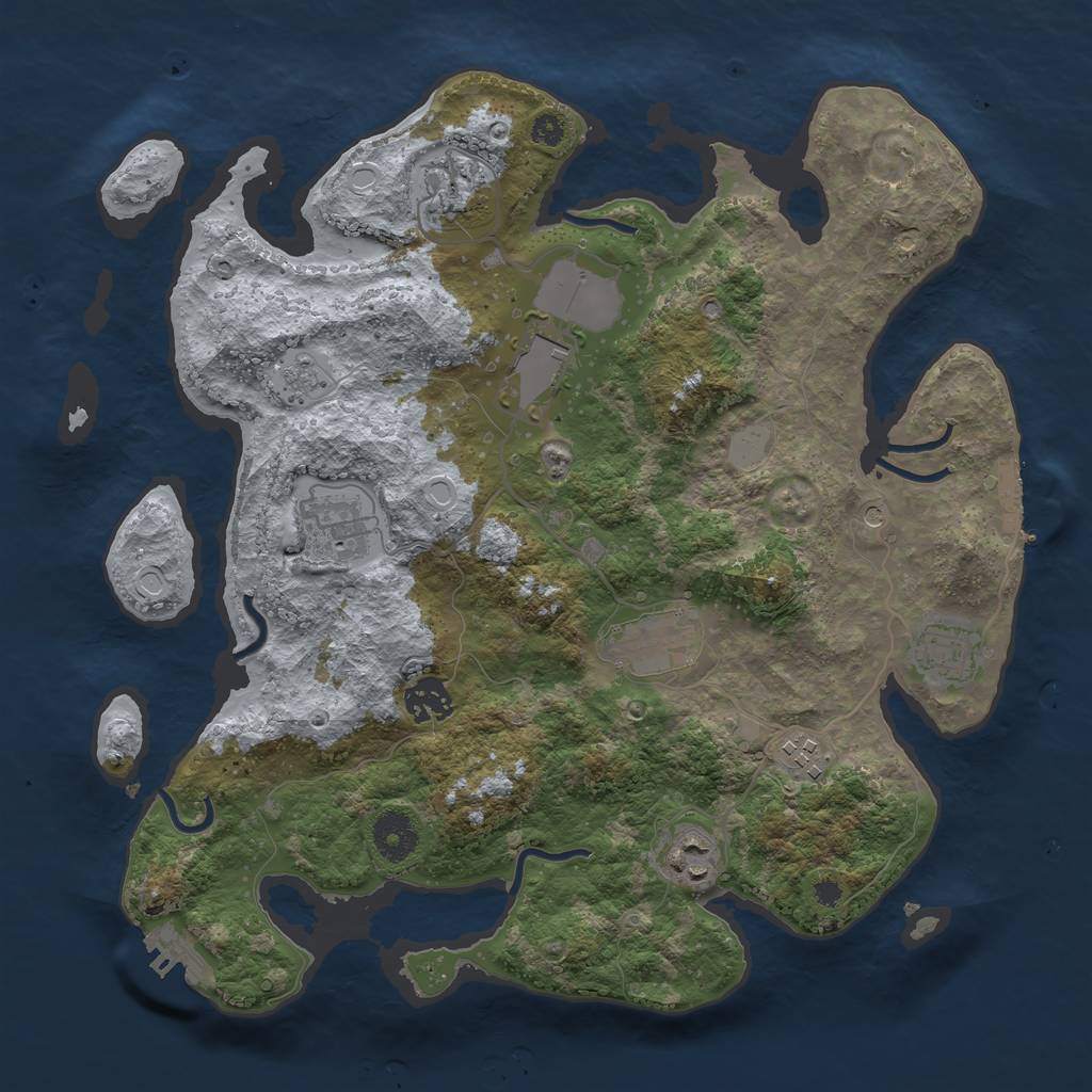 Rust Map: Procedural Map, Size: 3500, Seed: 4030188, 17 Monuments