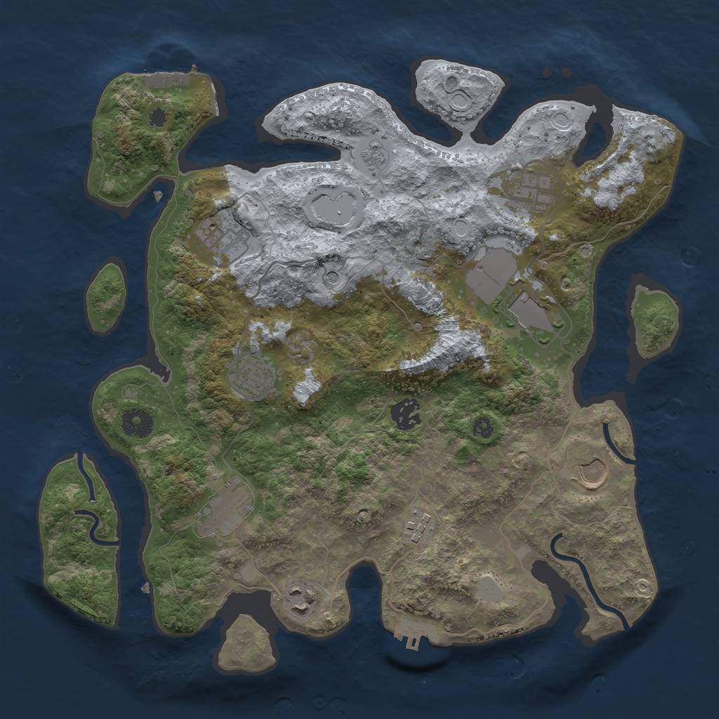 Rust Map: Procedural Map, Size: 3500, Seed: 25469752, 18 Monuments