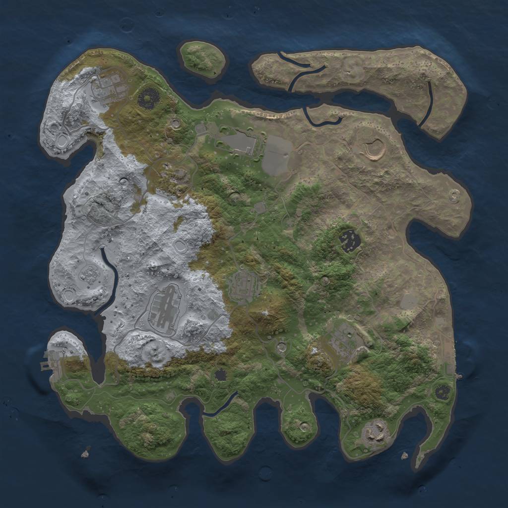 Rust Map: Procedural Map, Size: 3500, Seed: 501676468, 18 Monuments