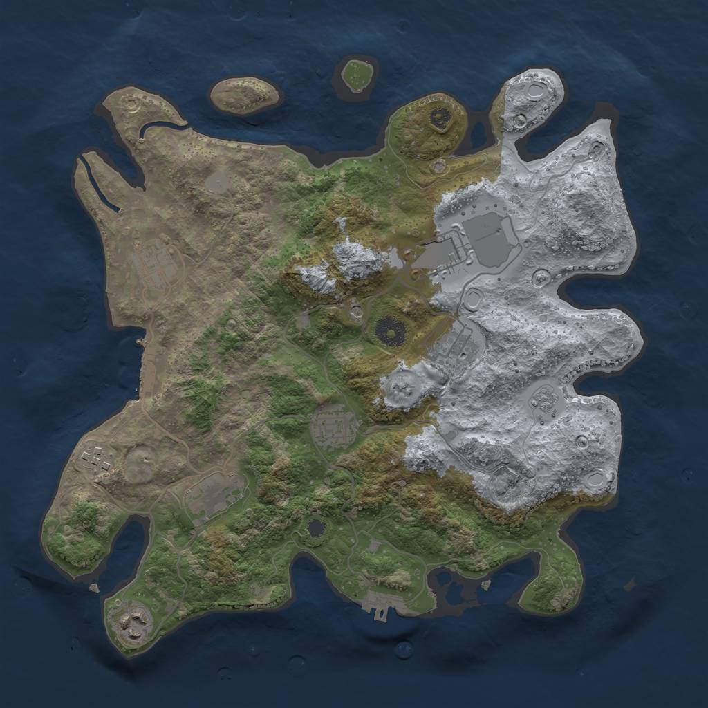 Rust Map: Procedural Map, Size: 3500, Seed: 18091227, 16 Monuments