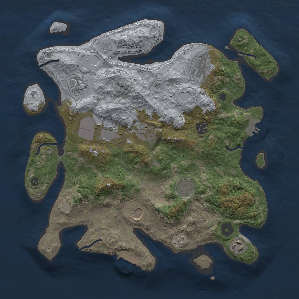 Rust Map: Procedural Map, Size: 3500, Seed: 86876353, 18 Monuments