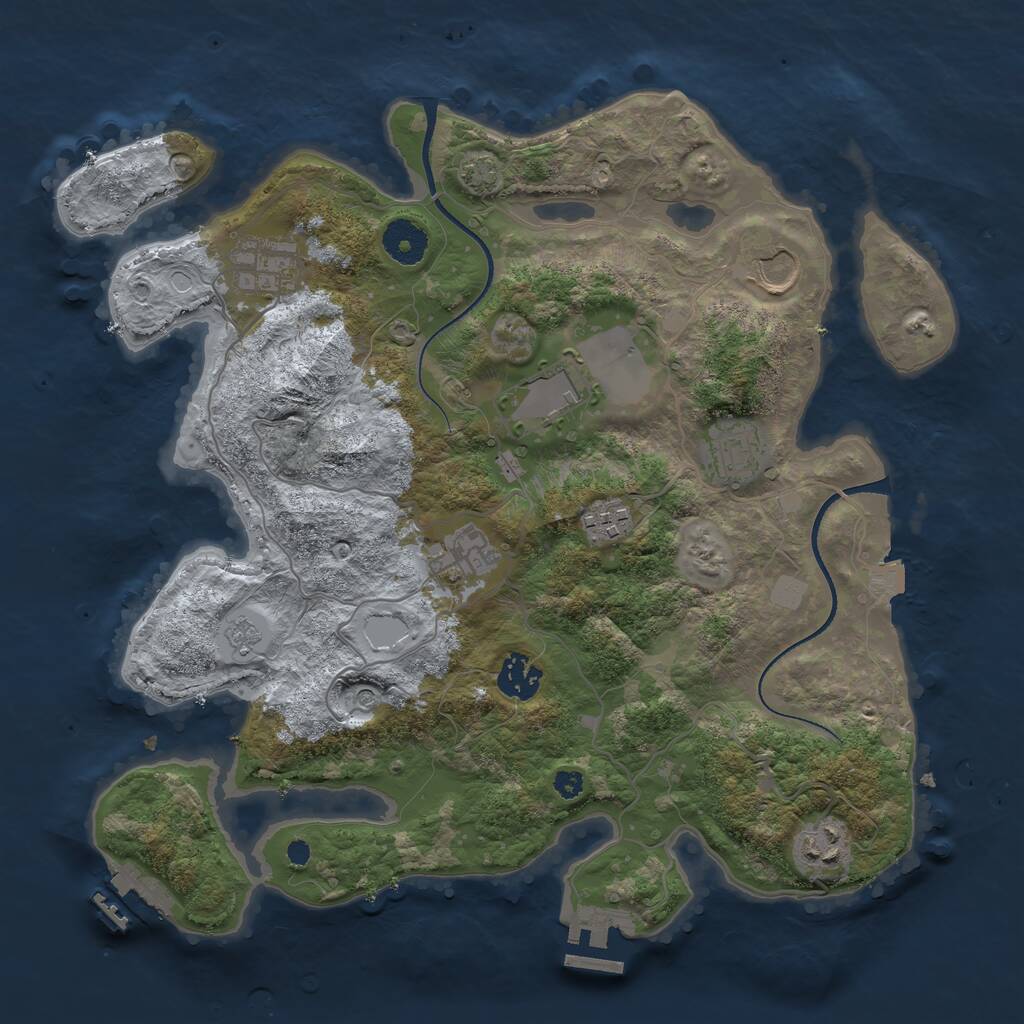 Rust Map: Procedural Map, Size: 3500, Seed: 48647405, 14 Monuments