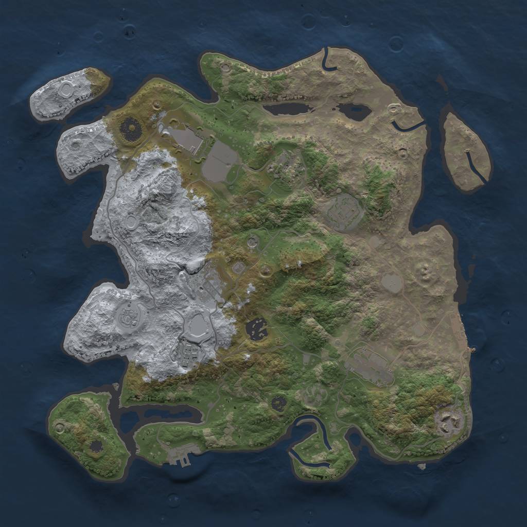 Rust Map: Procedural Map, Size: 3500, Seed: 48647405, 17 Monuments