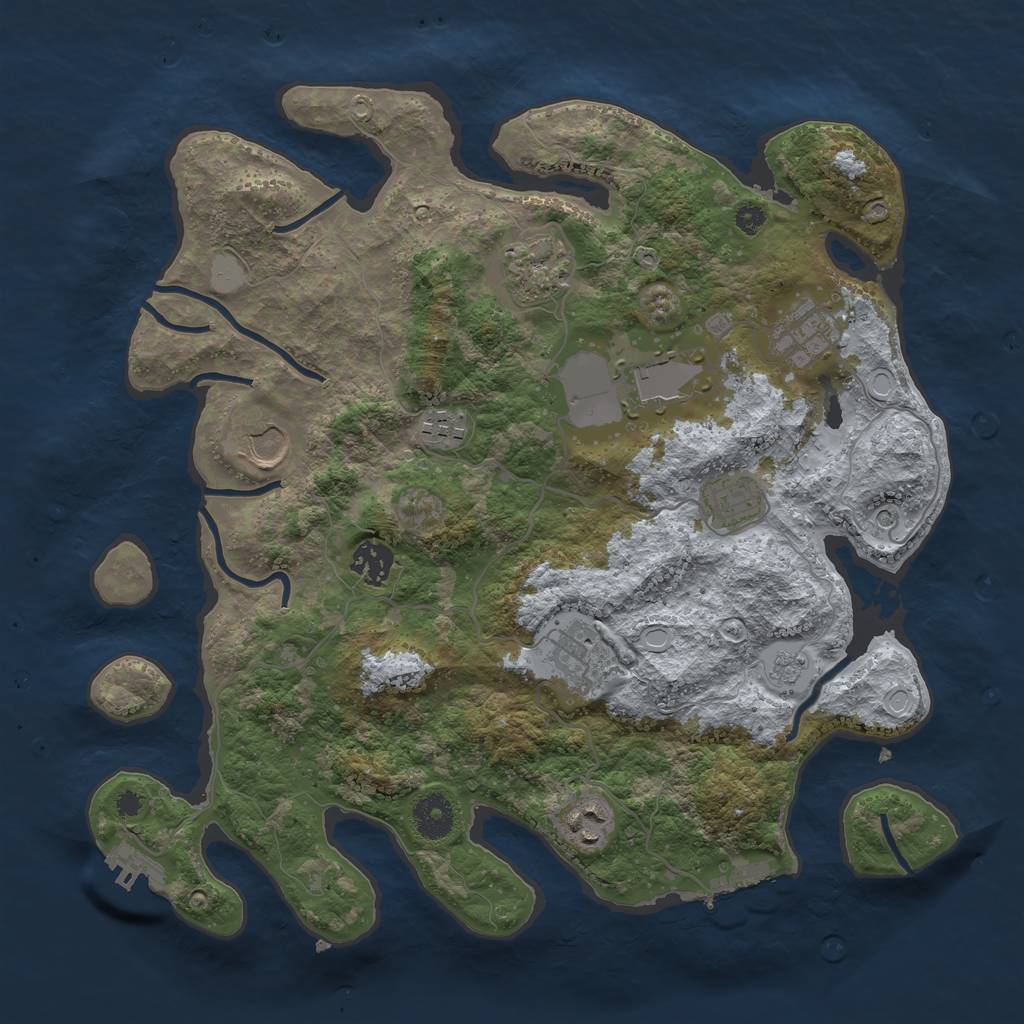 Rust Map: Procedural Map, Size: 3600, Seed: 1150626579, 18 Monuments