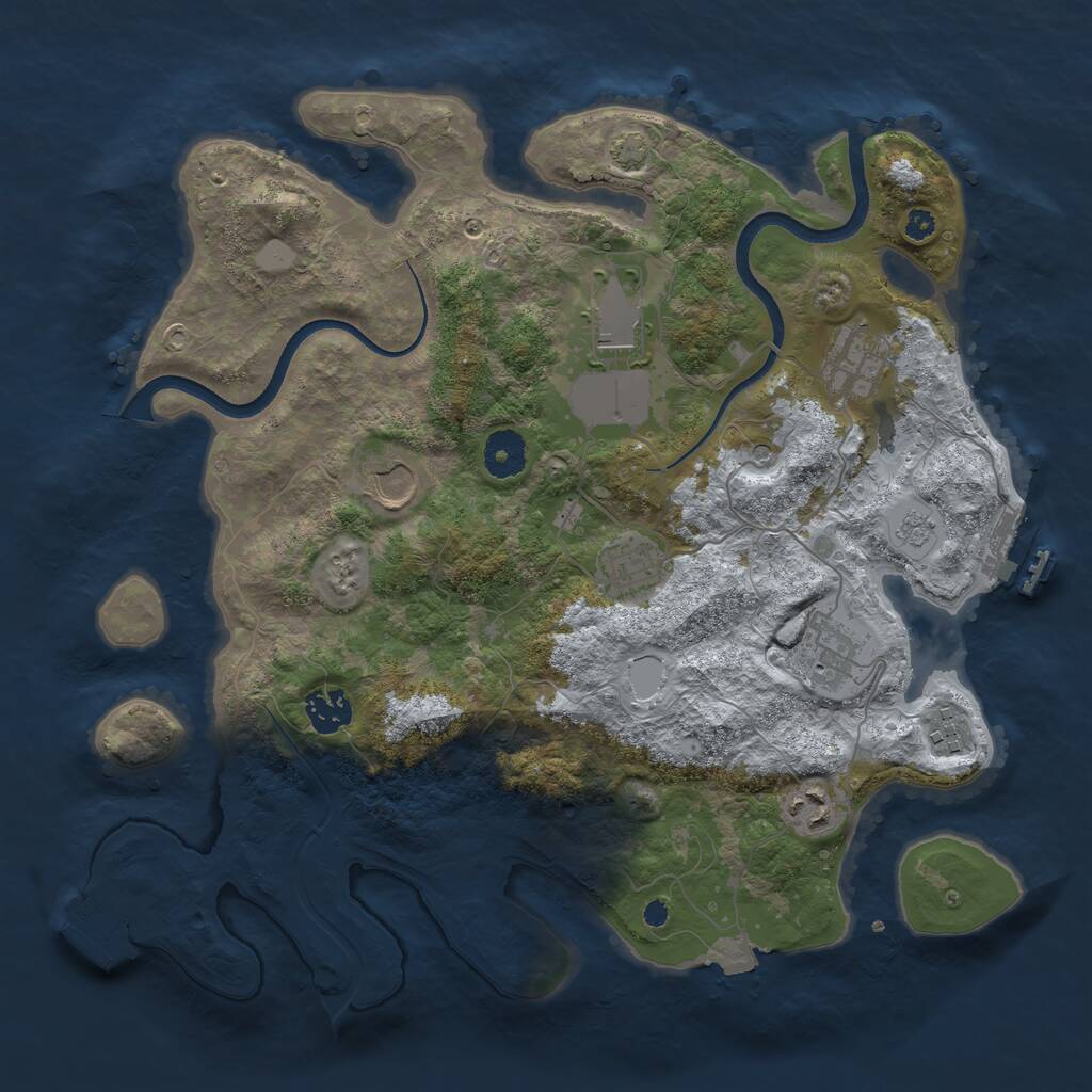 Rust Map: Procedural Map, Size: 3600, Seed: 1150626579, 14 Monuments