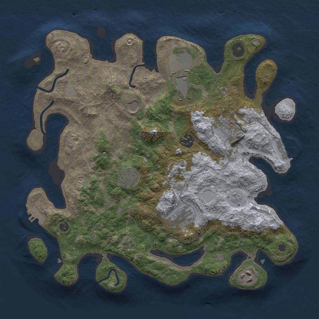 Rust Map: Procedural Map, Size: 3500, Seed: 1593496050, 16 Monuments