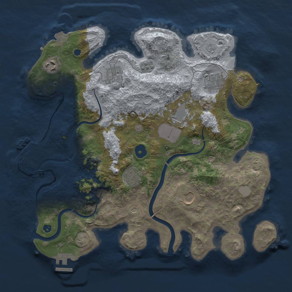 Rust Map: Procedural Map, Size: 3500, Seed: 1630129379, 13 Monuments