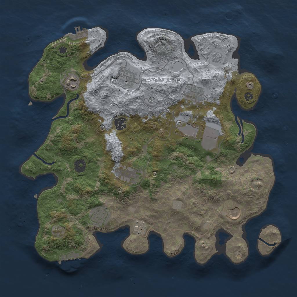 Rust Map: Procedural Map, Size: 3500, Seed: 1630129379, 18 Monuments